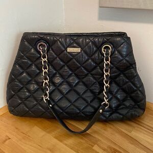 Kate Spade Black Maryanne Quilted Shimmer Leather Shoulder Bag